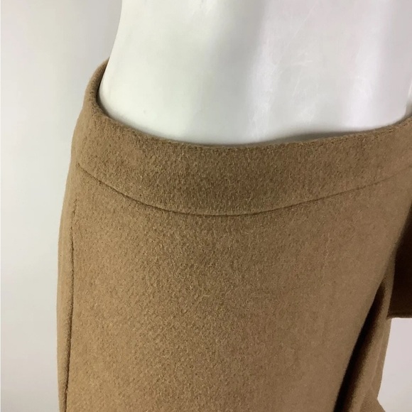 J Crew Sz 0 Ruffle Front A-Line Skirt Camel Brown Wool Polyester Business - Picture 2 of 7